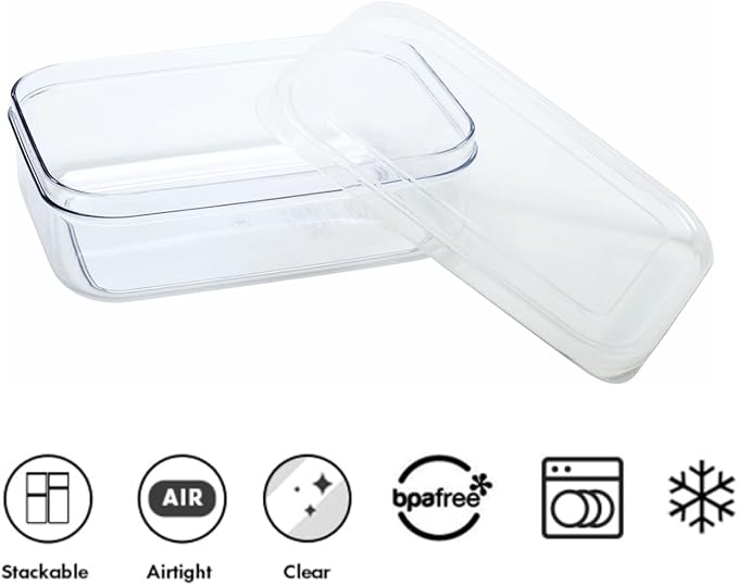 Lustroware Micro Clear Transparent Food Storage Containers with Lids – Large Capacity BPA-Free, Shatterproof, Dishwasher & Microwave Safe, 2.3 qt Refrigerator Organizer Bins, Made in Japan, Set of 6