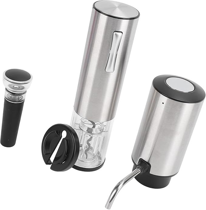 Stainless Steel Electric Wine Aerator, USB Rechargeable Corkscrew, Automatic Wine Pourer with Aerating Chamber, Ideal for Lovers Gifts