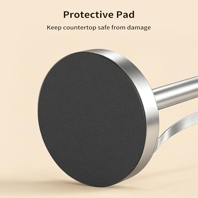 YUMORE Heavy Duty Stainless Steel Paper Towel Holder – Easy One-Handed Tear, Weighted Base Non-Slip, Tension Arm Prevents Unraveling, Countertop Paper Stand for Kitchen, Fits Most Size Rolls (Silver)