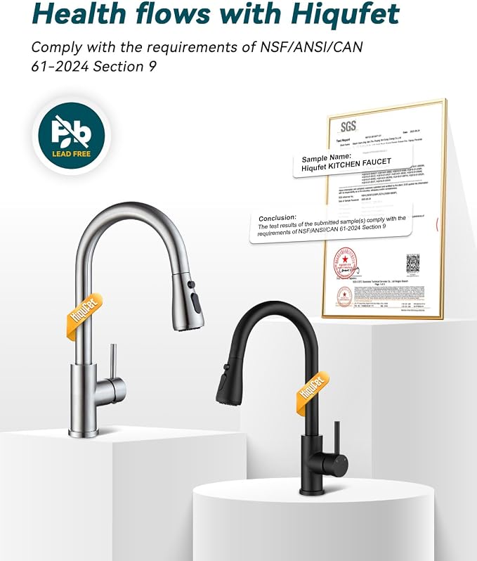 Hiqufet Black Kitchen Faucet with Pull Down Sprayer | Leak-Proof, Fingerprint Resistant Stainless Steel, Single Hole Setup, Single Handle Control
