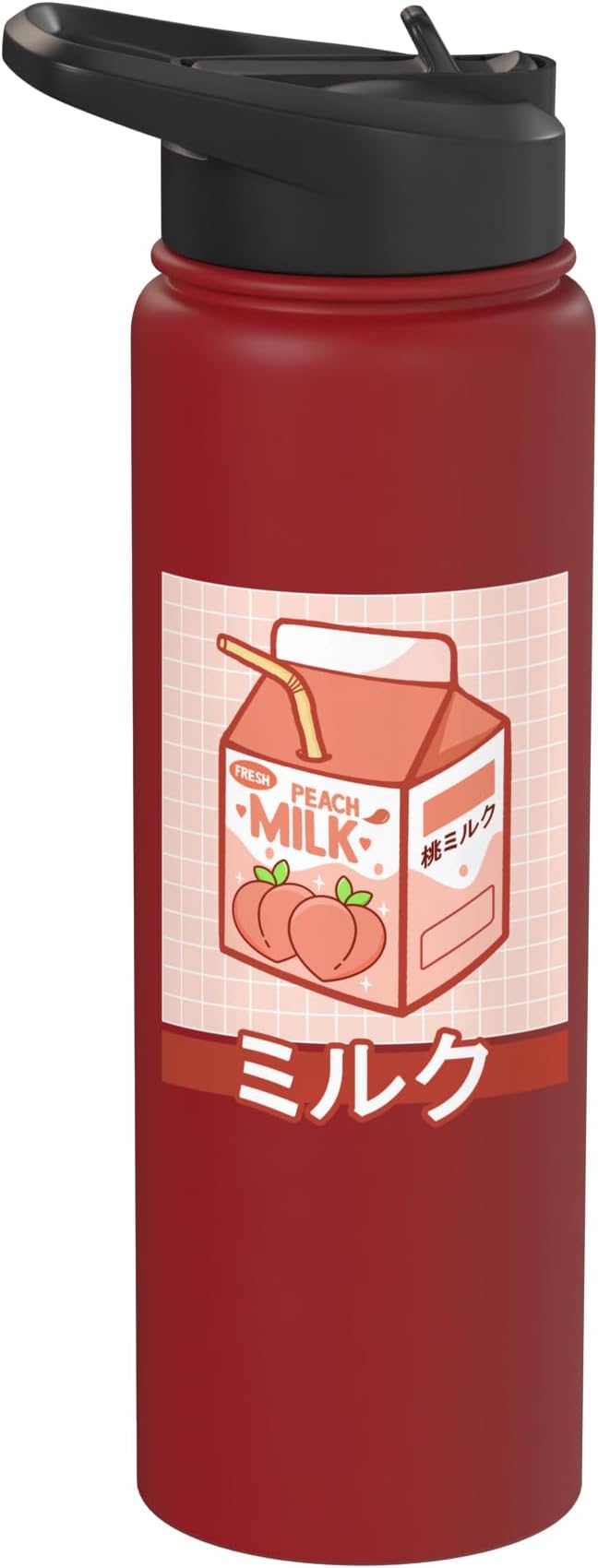 Cute Funny 90s Japanese Kawaii Aesthetic Peach Milk Stainless Steel Insulated Water Bottle