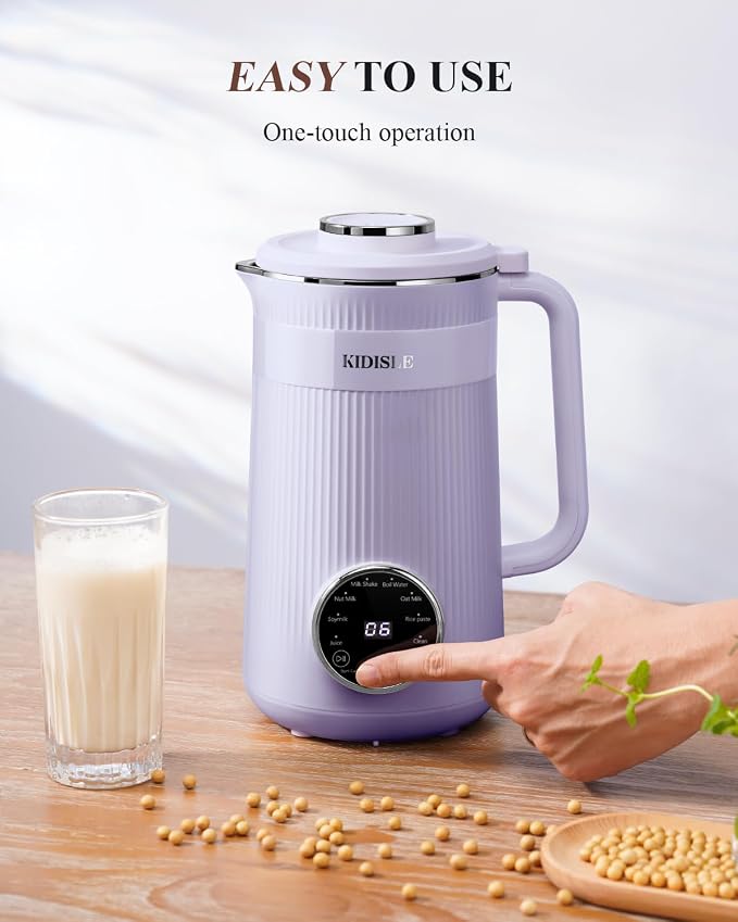 KIDISLE 8 in 1 Nut Milk Maker Blender, 32oz Homemade Soy, Almond, Oat, Coconut, Plant Based Milks and Non Dairy Beverages, Automatic Soybean Milk Machine with Delay Start/Keep Warm/Boil Water, Purple