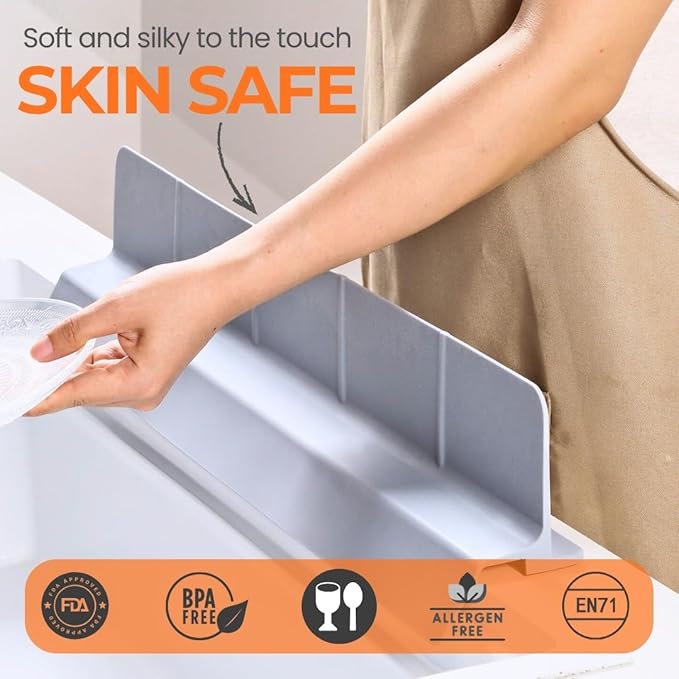 Extra Wide Silicone Sink Splash Guard 18” – Pearl White- small