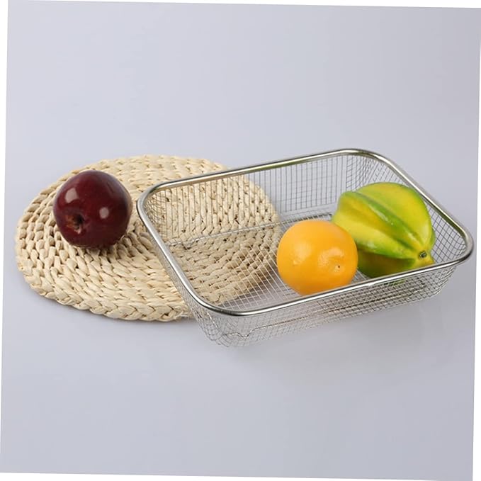 1pc Stainless Steel Drain Basket Multi-purpose Kitchen Storage Basket for Fruits and Vegetables Medium Design for Easy Washing and Draining