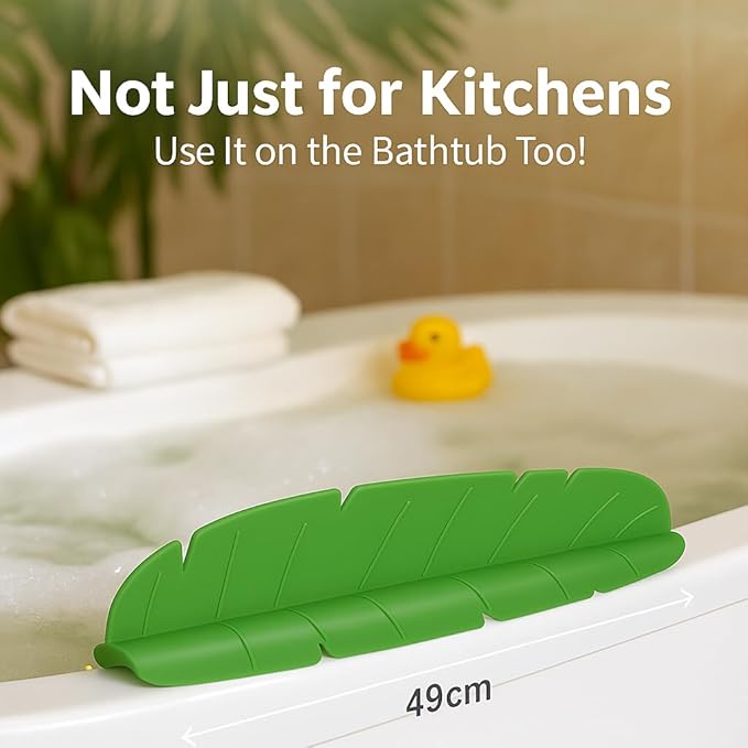 Silicone Kitchen Sink Splash Guard Banana Leaf Shape – Colorful Silicone Sink Splash Guard with Suction Cups, Water Protector for Small Kitchen Sink, Bathtub & Counter by Giftly Moment
