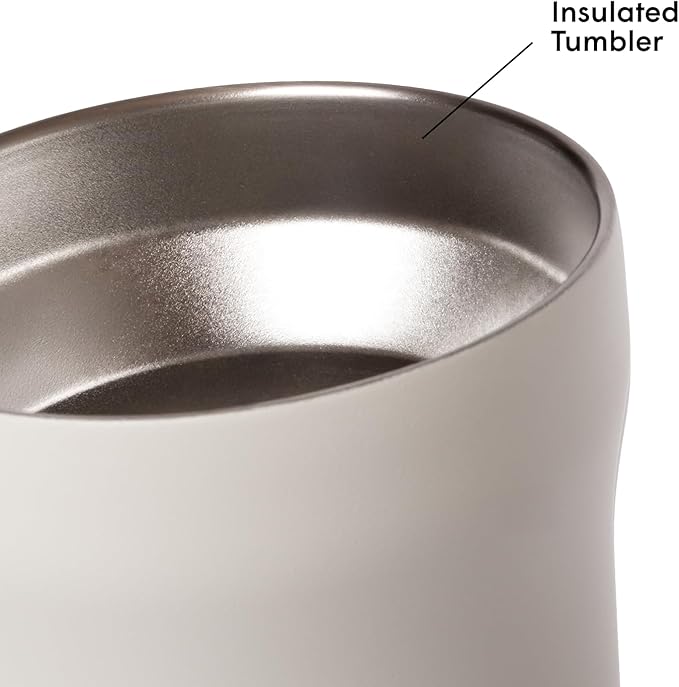 AeroPress Stainless Steel Travel Coffee Tumbler - Double-Wall Insulation for Hot or Cold Drinks with a Splash-Resistant Lid and Built-In Filter Storage, Cup Holder Friendly - 16 oz, Cream