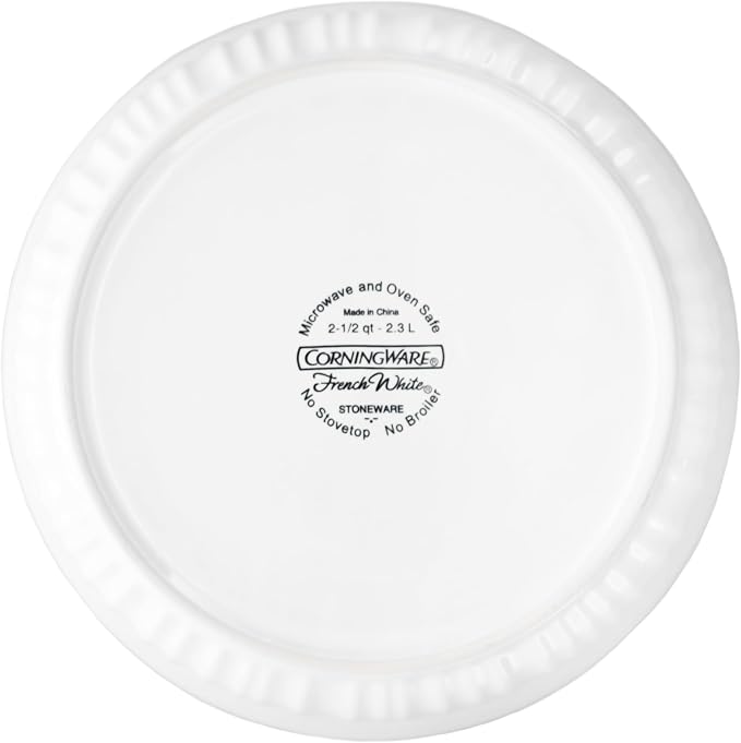 CorningWare FS1 2.5 Qt/ 2.35L Round French White Casserole Dish