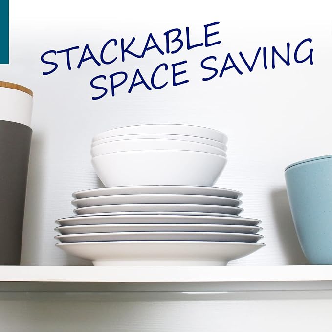 Melamine Dinnerware Set for 4-16 Pcs:Camping Dishes Set with Dinner Plates,Salad Plates, Bowls and Cups.Lightweight and Unbreakable.Indoor and Outdoor Use.