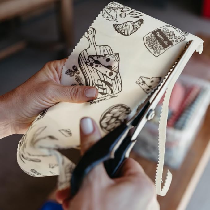Beeswax Wrap: Sustainable Plastic-Free Storage for Snacks & Bread. Reusable, Cotton-Based & Eco-Friendly. Grey Nuts Design, 55”x13.4” Roll.
