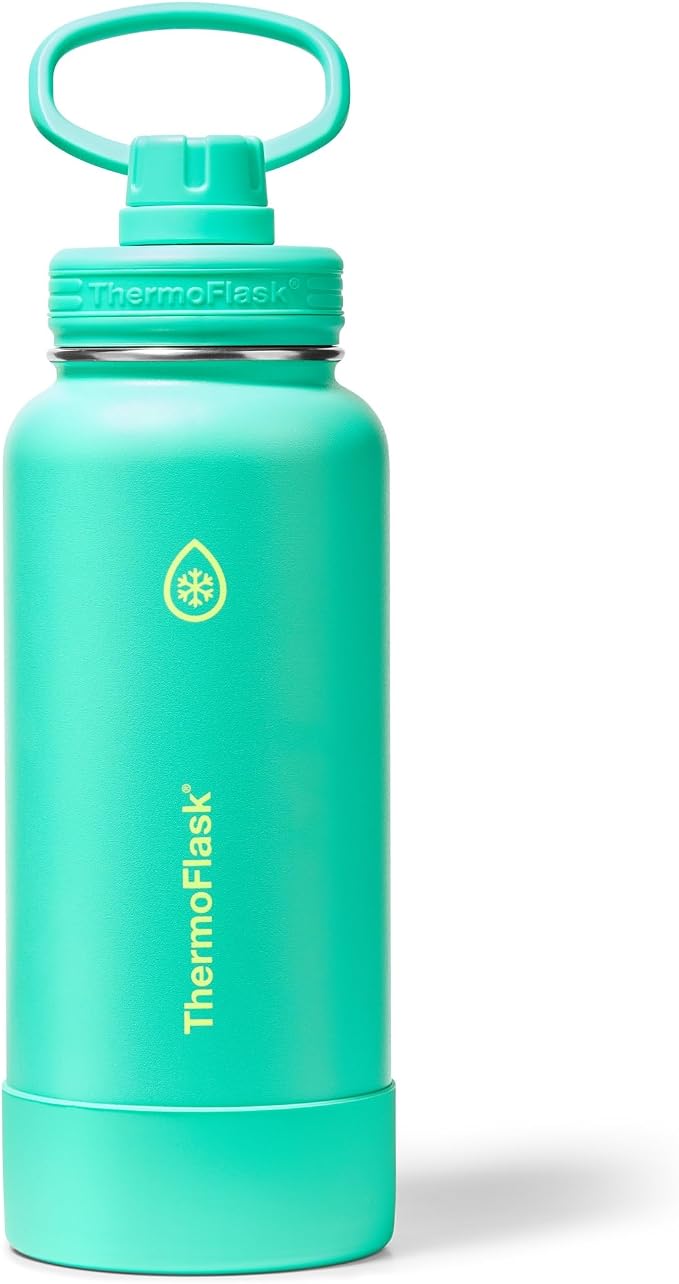 ThermoFlask Insulated Water Bottle with Spout Lid (32 oz, Screamin' Green) - Leakproof, Stainless Steel Water Bottle for Cold & Hot Drinks, Travel & Daily Hydration