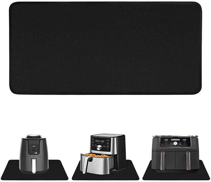 Heat Resistant Mat for Air Fryer, 15 x 35in Heat Resistant Mat for Countertop, Fireproof Silicone Countertop Protector Appliance Slider Hot pod for Air Fryer, Coffee Maker, Toaster, Oven (Black)