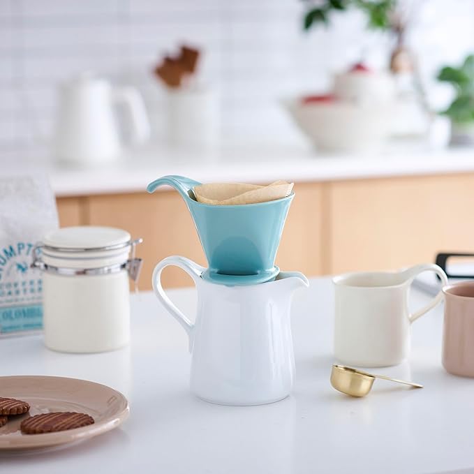 Zero Japan - Bee House Pour Over Coffee Dripper - Lead-Free & Cadmium-Free Ceramic Coffee Maker with Elegant Peek Hole, Drip Cone Brewer Coffee Gifts, Brewing Accessories - Ice Blue, Standard Size