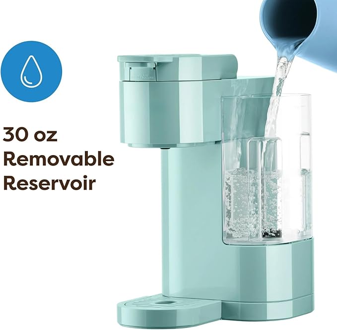 Single Serve Coffee Maker Compatible with K-Cup Pods, Compact Personal Coffee Brewer with 30oz Removable Reservoir, 3 Brew Sizes (6, 8, 10 oz), Travel Mug Friendly - Seafoam Green