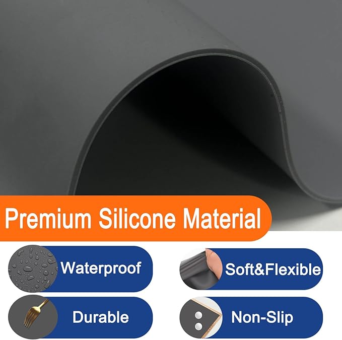 78.7''x23.6''(200cmx60cm) Extra Large Silicone Mat for Kitchen Counter, Heat Resistant Non-Slip Kitchen Island Protector Mat, Silicone Placemat for Countertop Protector, Semitransparent