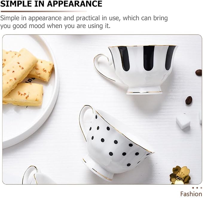 Didiseaon Polka Dot Cup and Saucer Set Ceramic Tea Mug with Saucer 5.51 Inch European Style Coffee Cup for Home and Office Afternoon Tea You Deserve to Have One