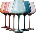 Colored Crystal Wine Glasses Set of 6, Gift Wife, Her, Mom, Friend - Large 18.5oz Glass, Italian Style Tall Stemmed Drinkware, Long Stem Wines, Dinner, Color Beautiful Glassware, Luxury, Hand-Blown
