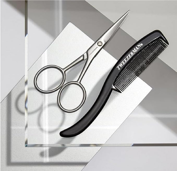 Tweezerman G.E.A.R. Moustache Scissors and Comb, Black
