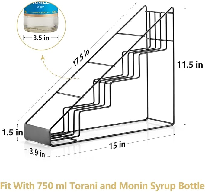 kimilus Coffee Syrup Rack for Coffee Bar Accessories, Fits with Torani and Monin Syrup, Coffee Bar Organizer Holds 4 Bottles 2 Pack