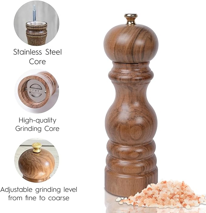 Walnut Color Wooden BlackPepper Hand Mill 18 cm-7.08 inch (Walnut)