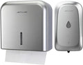 JETWELL Automatic Touch-Less Wall Mount Soap Dispenser and Multifold Paper Towel Dispenser Silver