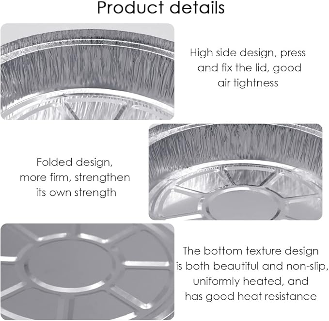 Non-Stick Round Disposable Air Fryer Aluminum Foil Liners 50PCS, Oil-Proof Aluminum Foil Tin Box Also for Steamer Basket Instant Pot Oven & Grill (7 Inch)