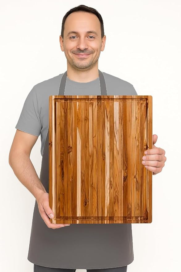 Teakhaus Carving Board with Juice Groove - Extra Large (XL) Teak Wood Cutting Board 24”L x 18”W x 1.5” Thick - Sustainably Harvested & FSC Certified - Knife Friendly with Beeswax Oil Finish