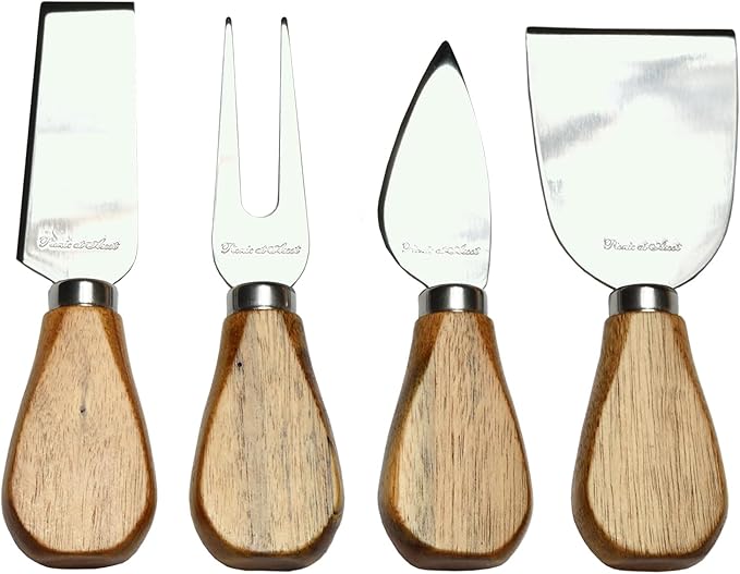 Picnic at Ascot Personalized Engraved Acacia Cheese/Charcuterie Cutting Board with Knife Set & Cheese Markers- Designed & Quality Checked USA