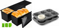 Family-Size Bread Pan and Large Muffin Pan Set of 4, Black Pullman Loaf Pans (2.2lb & 1lb) with Lids, Jumbo Muffin Pans with 50Pcs Liners, Non-Stick for Large Gatherings & Small Batch Baking