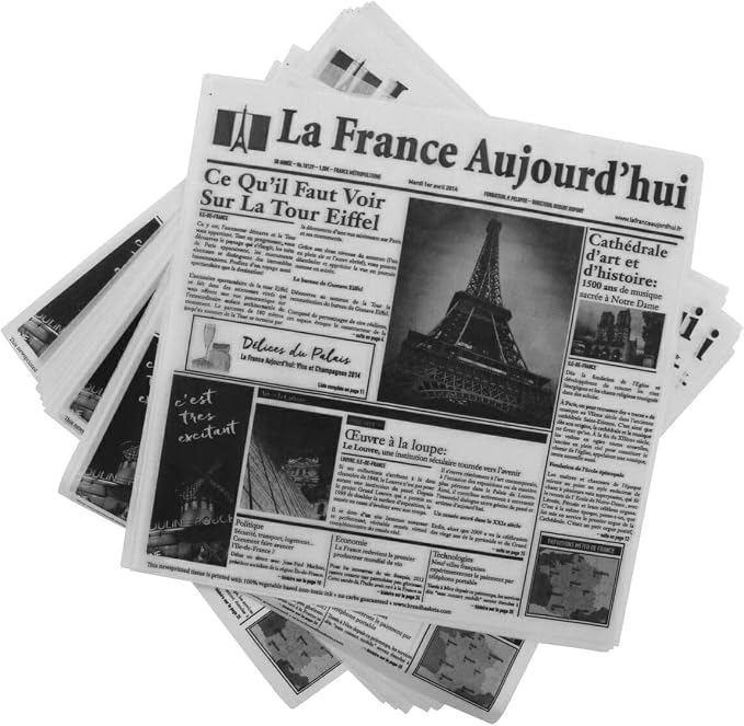G.E.T. 4-TF1600 12" x 12" White Food-Safe French Newsprint Liner, Food Basket Liner, Deli Wrap, Clipper Mill (Pack of 1000)