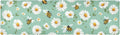 2 in 1 Table Runner Trivet for Hot Pots and Pans Heat Resistant Non Slip Waterproof 39 x 12 Inch Decorative Table Protector for Kitchen Countertop Mint Green Daisy Flowers and Bees