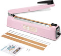 METRONIC Impulse Sealer 12 inch, Manual Heat Sealer Machine for Plastic Bags, Shrink Wrap Bag Sealers Heavy Duty Sealing Machine with Repair Kit (Pink)