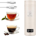 Portable Electric Kettle (120V), small-capacity electric kettle, made of 316-grade stainless steel, 4 temperature settings, with automatic shut-off function, (Cream, 9.05 * 3.15)