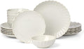 Lenox Dinnerware Sets, French Perle Scallop White 18-Piece Dinnerware Set, Service For 6, Stoneware Material, Dishwasher Safe, Microwave Safe, Bowls, Plates And Bowls, Dinner Dishes (White, 18 Piece)