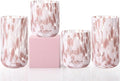 Pink Tortoise Shell Drinking Glasses Set of 4, Pink Drinking Glasses,10oz 15oz Mix Glass Cups Tortoise Shell Tumbler Cups for Wine & Drinks, Mothers Day Gifts,Gifts for My Wife (4, Mixed)