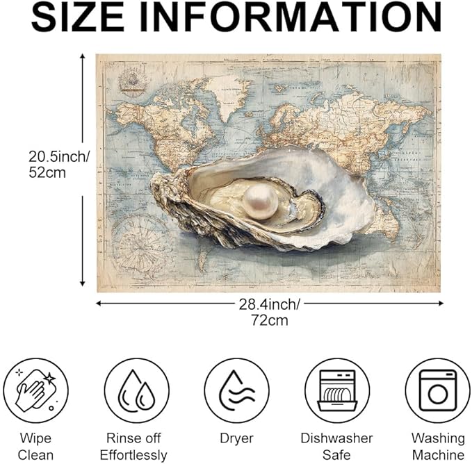 Stove Top Cover for Electric Stove 28.4 x 20.5 Inch Non Slip Stove Mat Oil Proof World Map Oyster Glass Cooktop Protector Kitchen Mat