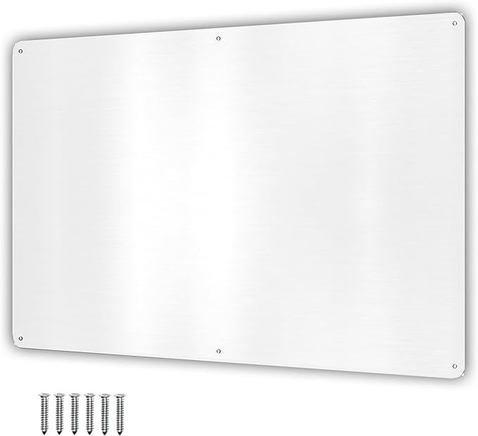 17.5inchX11.5inch Large Stainless Steel Plate for Magnets, 3M Adhesive Back, Mounting Screws, Ideal for Magnetic Shelf, Spice Holders, Colorful Magnets as a Gift. Mount Anywhere! (White, 1 Pack)