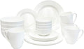 Bone China 20 Piece Dinnerware Set, Service for 4, White, Microwave Safe, Dishwasher Safe,Chip Resistant, Translucent, Elegant giftware, Dish set, For, Essential Home, Everyday Living, Kitchen Set
