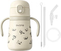 Evorie 11oz Leak Proof Vacuum Insulated Stainless Steel Sippy Cup for Toddlers (1 Pack, Travel in Space) + Replacement Straw Set Bundle