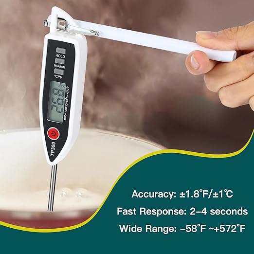 Copkim 6 Set Waterproof Food Thermometer for Water, Liquid, Candle and Cooking Digital Meat Thermometer with Long Probe Instant Read for Kitchen BBQ Grill Candy (White)