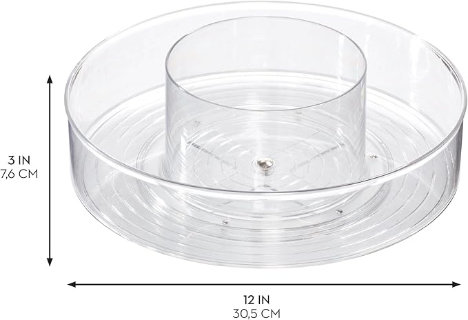 iDesign 12-inch Divided Lazy Susan for Bathroom Storage - Set of 4 - Clear