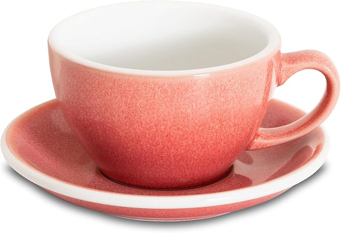 Loveramics Coffee Cup Ceramic, 10 oz Latte Art Cup with Saucer for Cappuccino, Tea, Espresso, Thick - walled stoneware Cappuccino mug Set for Cafe and Barista - Potters Colours (Berry, 10OZ)