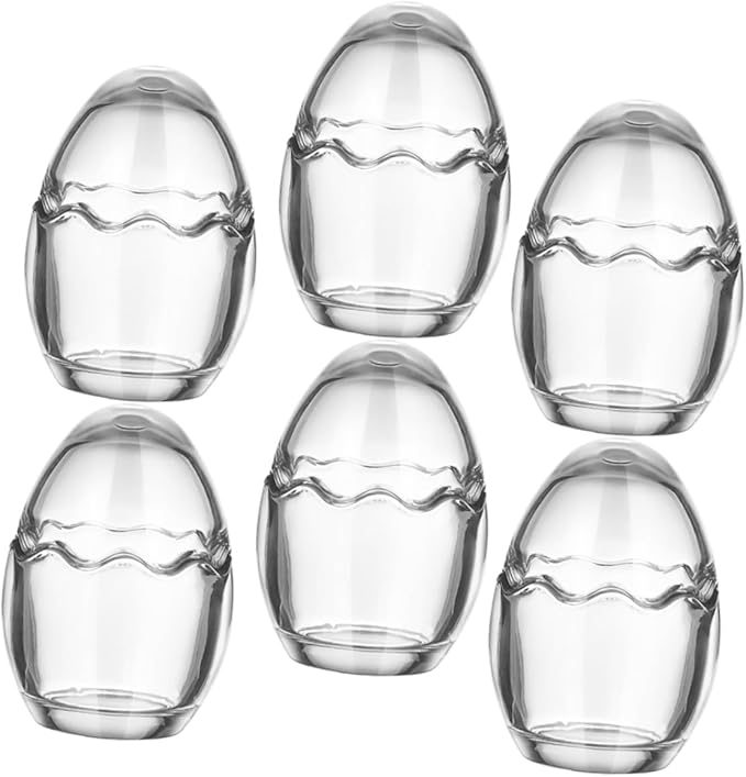 Cabilock 6pcs Heat Resistant Glass Egg Shaped Pudding Cups with Lids Reusable Transparent Yogurt Jars for Meal Prep Desserts and Snacks