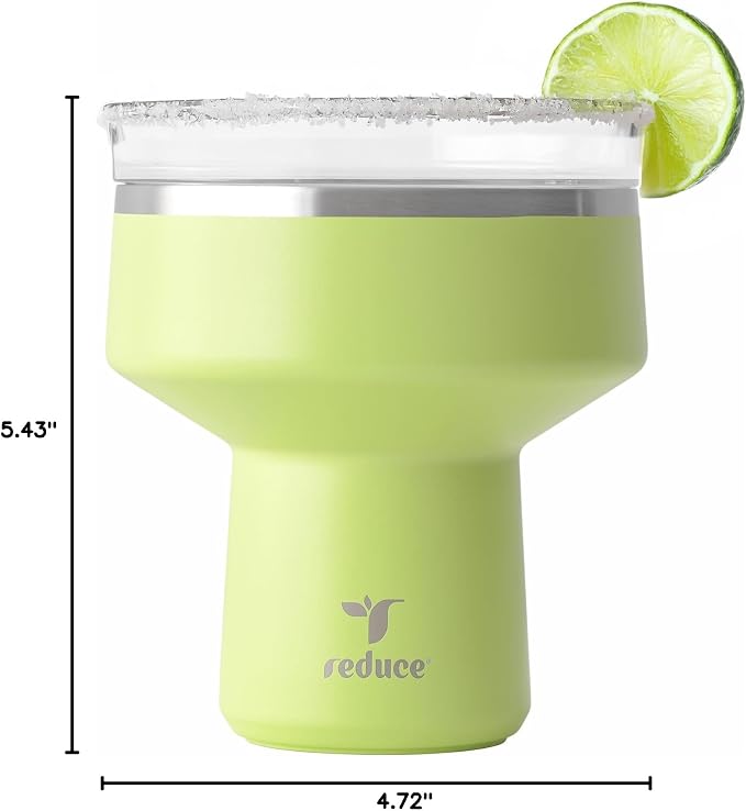 REDUCE Saltini 16 oz Cocktail Tumbler - Insulated Margarita Tumbler with Lid - Keeps Drinks Cold for 10 Hours - 360 Sippable Martini Glass Alternative - Shatterproof, Perfect for Parties - Mojito