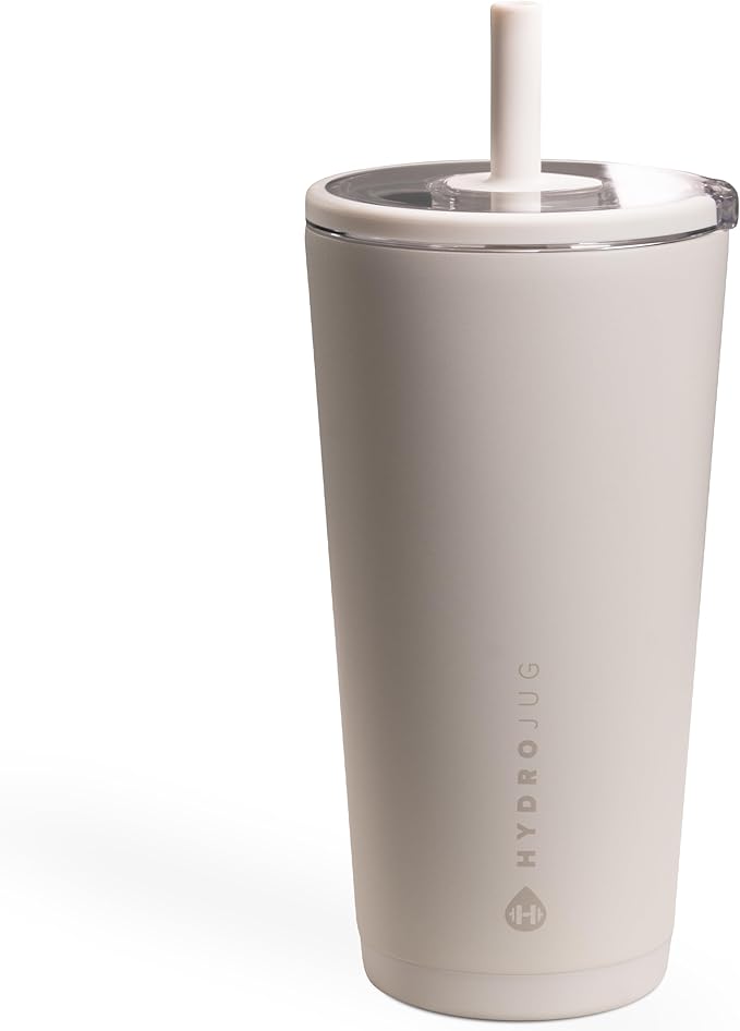HydroJug Everyday Tumbler 20 oz, Ceramic-Lined Straw Cup, Linen