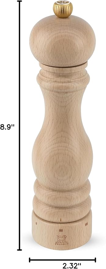 Peugeot - Paris u'Select Manual Salt Mill - Adjustable Grinder - Beechwood, Natural 8.67in.