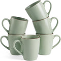 famiware Venus Coffee Mugs for 6, 13 oz Mug Set, Dringking Cup with Handle for Coffee, Tea, Cocoa, Milk, Light Green