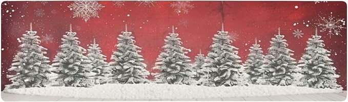 Christmas Trivet Table Runner 40 Inches Long Christmas Trees Snowflakes Print Heat Resistant Hot Pad Multi Purpose Mat for for Hot Pots Pans Kitchen Countertops