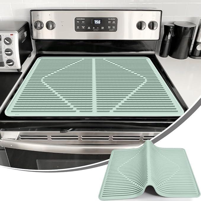 KindGa Stove Cover - Stove Top Covers for Electric Stove - More Thick - 28 x 20 Inch Stove Guard Stove Top Protector, Silicone Stovetop Cover Cooktop Mat for Kitchen Glass Stove Top -Aqua
