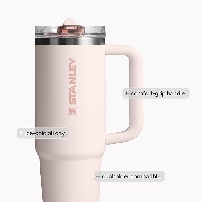 STANLEY Quencher ProTour Flip Straw Tumbler with Leakproof Lid 40 oz | Built-In Straw & Handle | Cupholder Compatible for Travel | Insulated Stainless Steel Cup | BPA-Free | Sorbet Plus