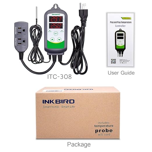 Inkbird ITC-308 Digital Temperature Controller Outlet Thermostat 2-Stage 1100W with Sensor Reptile Beer Brewing Kegs Fridge Cured Meat Breeding Growing